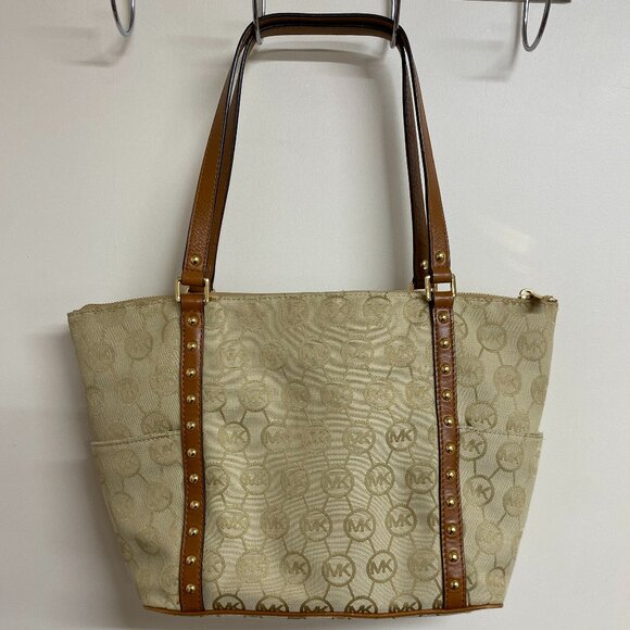 Michael Kors Signature Zip Stud Shoulder Hand Bag Tote - Picture 3 of 5